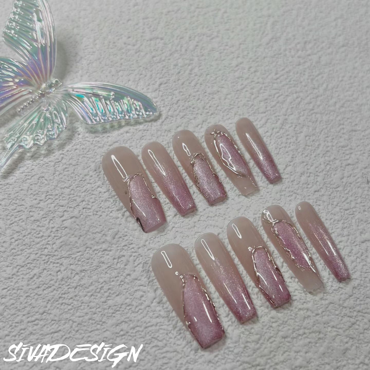 Siva Nail, Sunset Glow, Radiant Pink Handmade Press on Nails