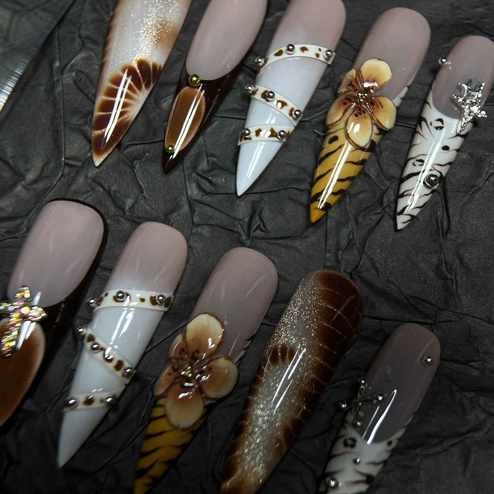 Siva Nail, Desert Bloom, Exotic Chic, Handmade Press on Nails