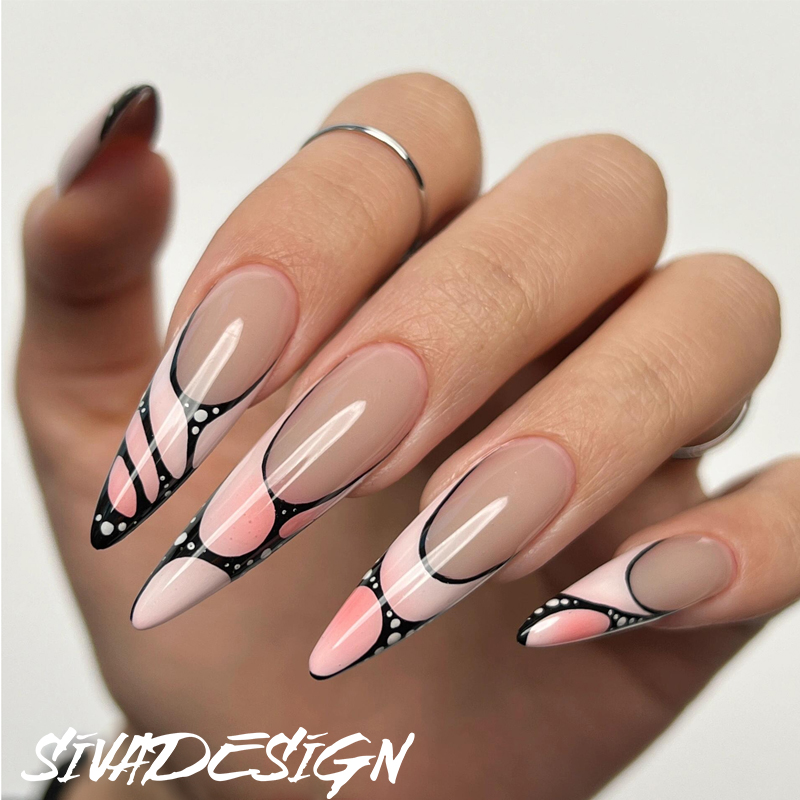 Siva Nail, Dreamweave, Chic Geometric Stiletto, Handmade Press on Nails