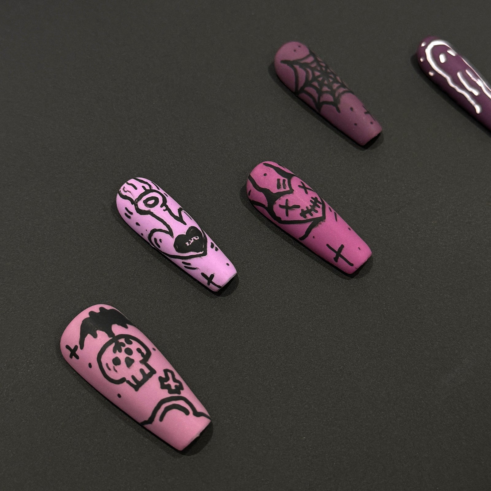 Siva Nail, Spooky Glyphs, Halloween Vibes, Handmade Press on Nails