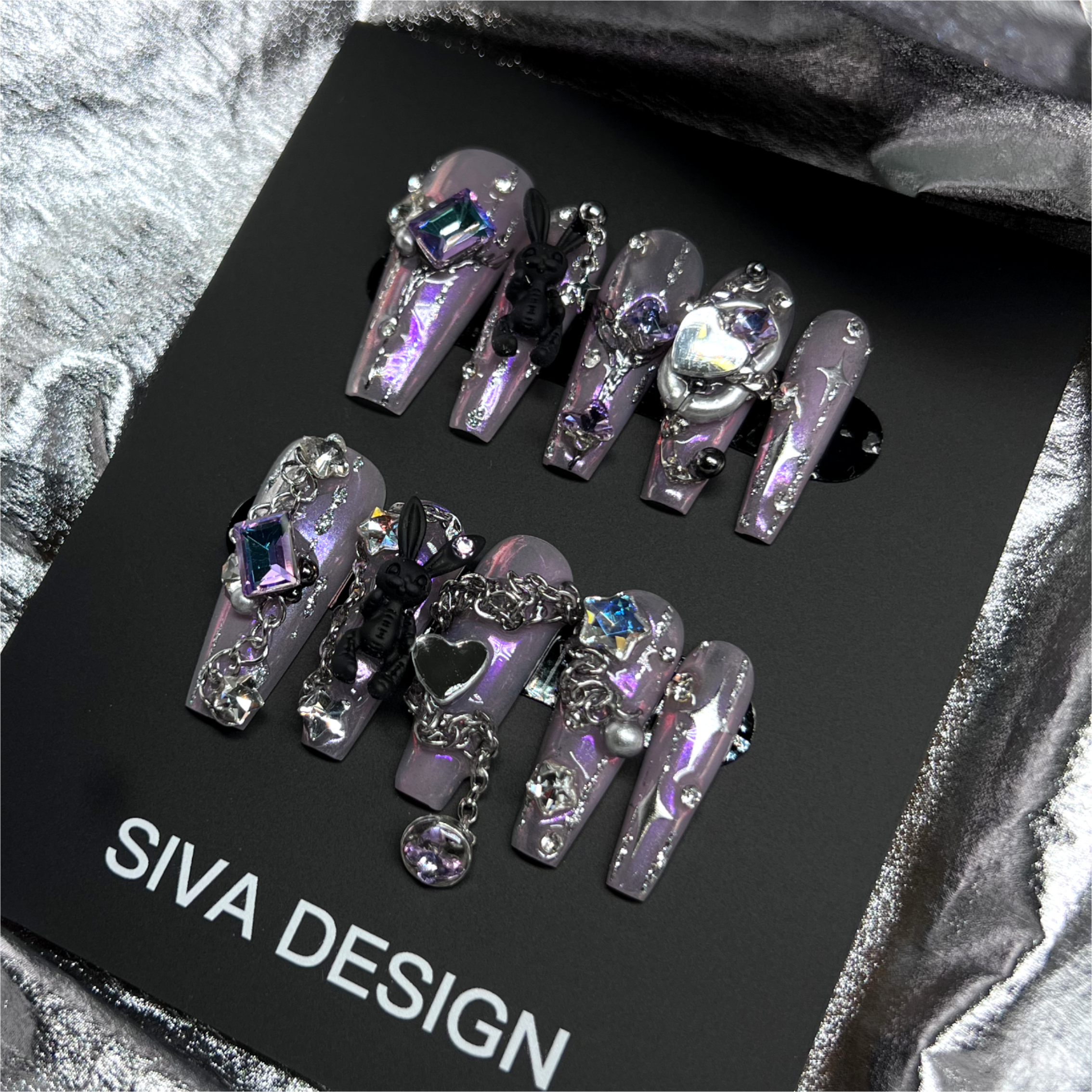 Siva Nail, Rabbit (Purple), Chic Handmade Press on Nails