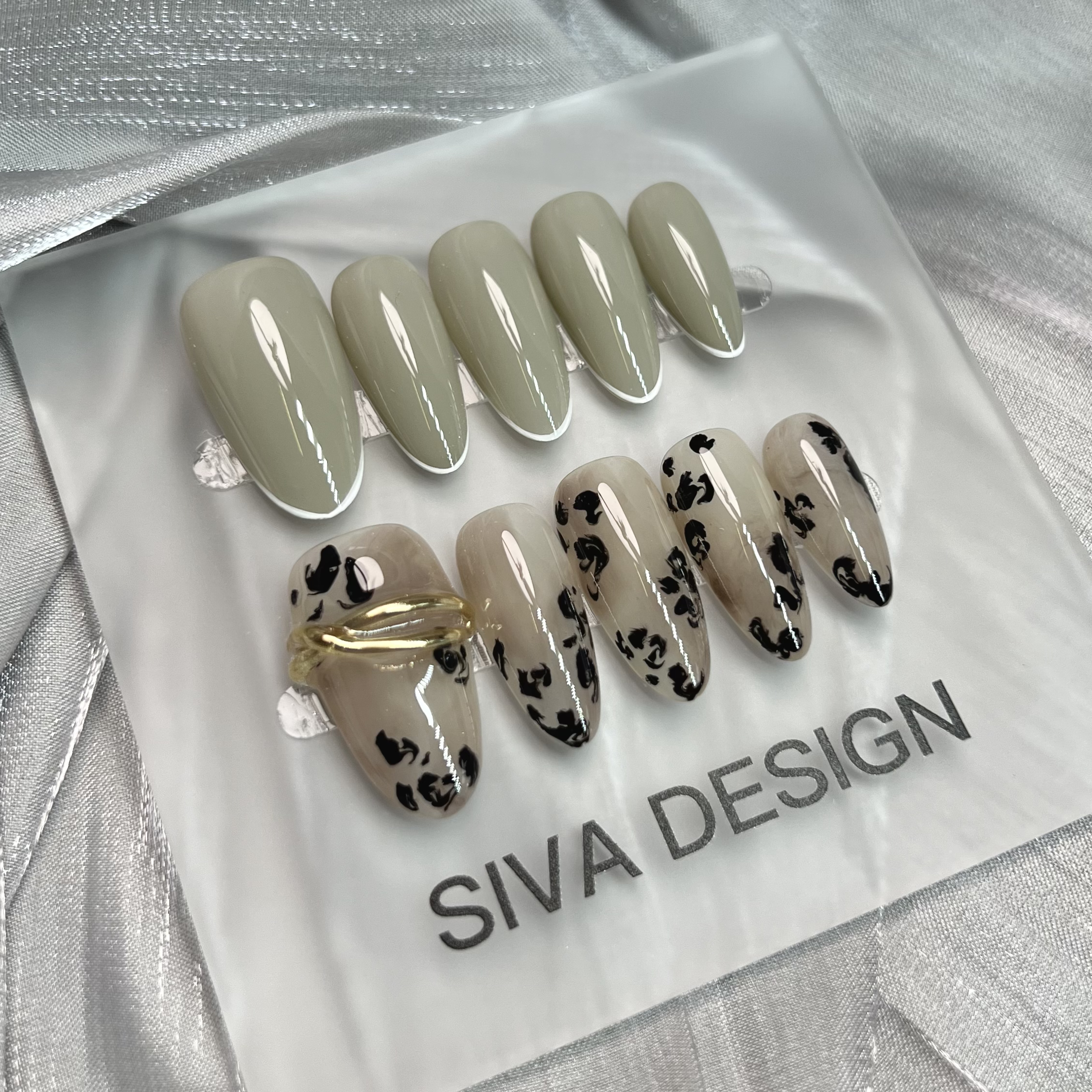 Siva Nail, Polka Dot Parade, Chic Neutral Leopard, Handmade Press on Nails