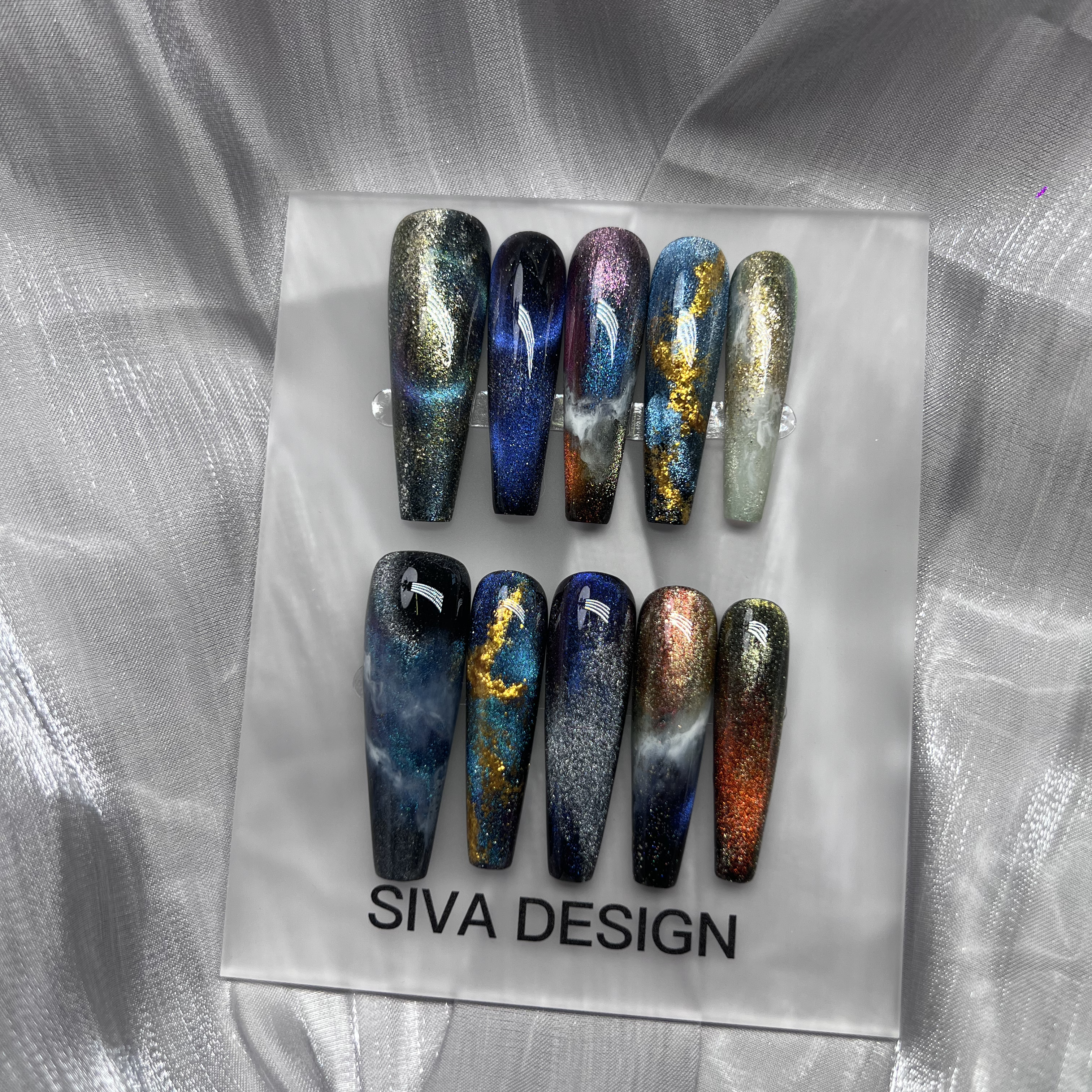 Siva Nail, Nebula Glow, Glitter Handmade Press on Nails