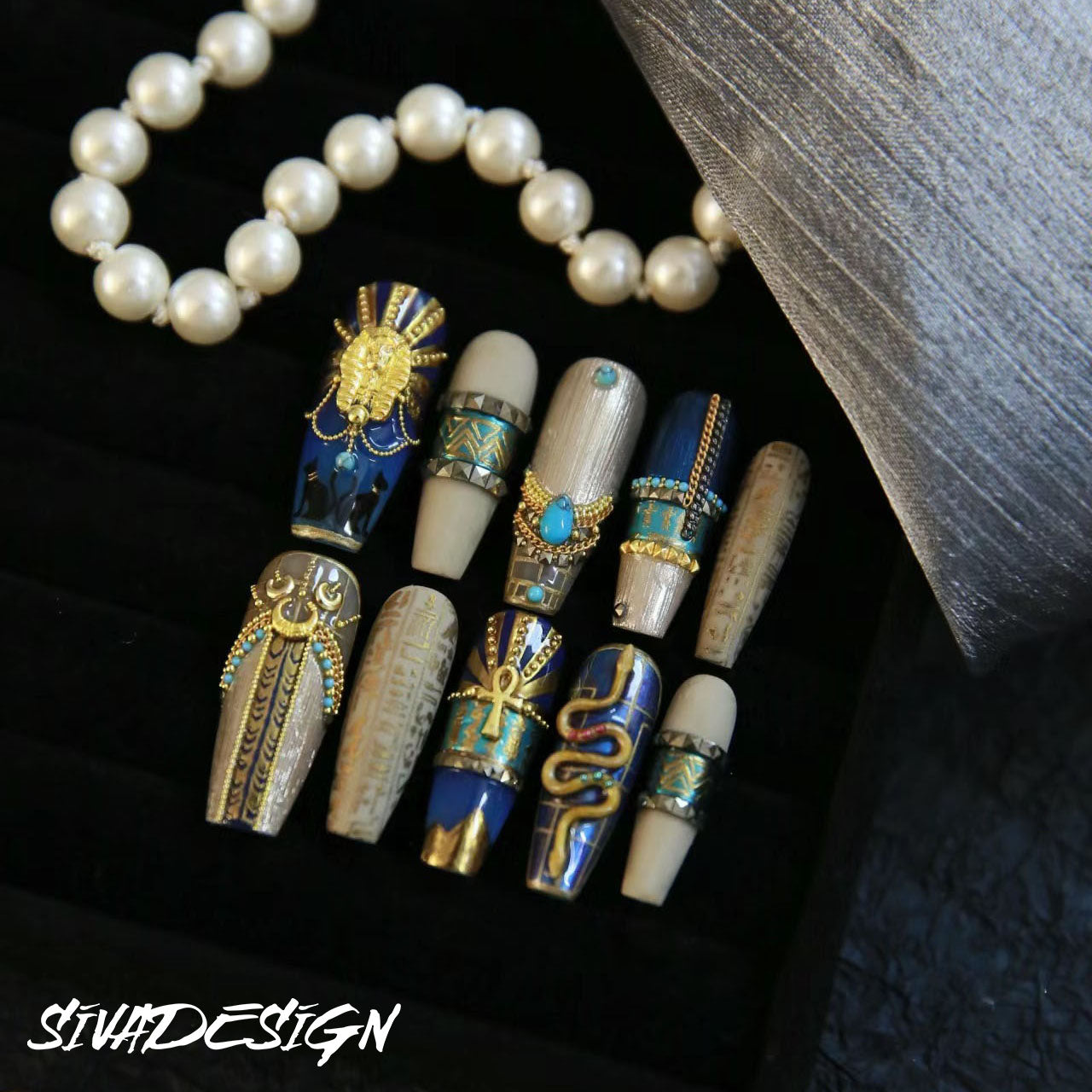 Siva Nail, Luxor's Treasure, Luxury Handmade Press on Nails