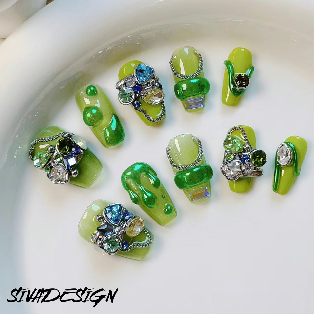 Siva Nail, Garden Gala, Luxury Handmade Press on Nails