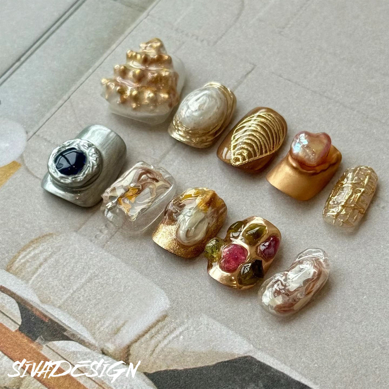 Siva Nail, Crystal Cove, Luxe Style Handmade Press on Nails