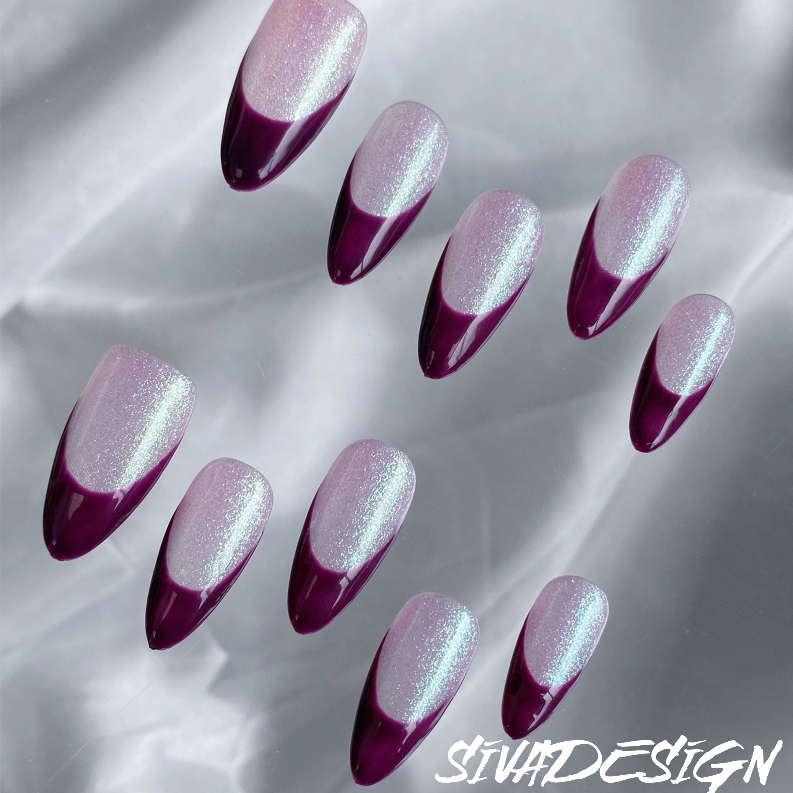 Siva Nail, Lavender Twilight, Short Almond Handmade Press on Nails