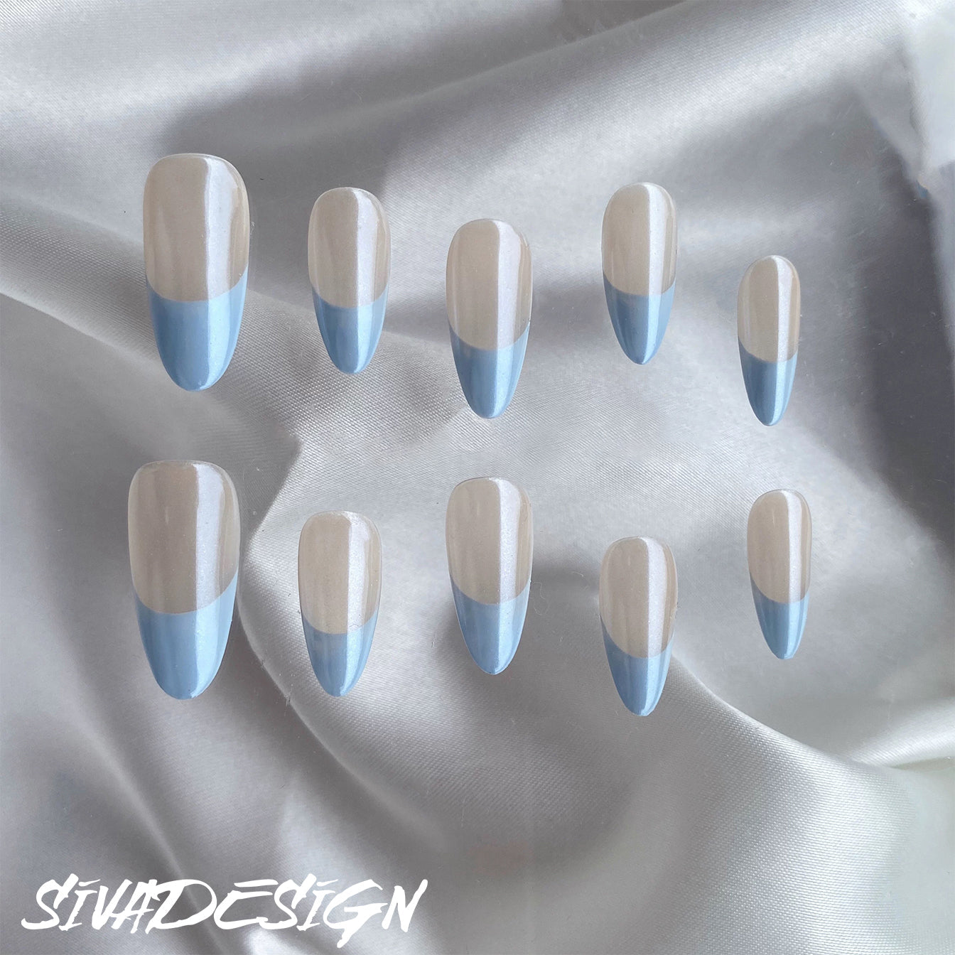 Siva Nail, Skyline Fade, Tranquil Elegance, Handmade Press on Nails