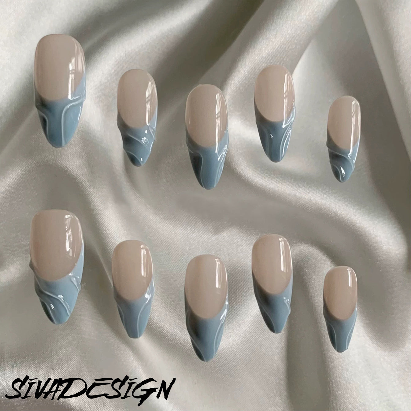 Siva Nail, Glacier Tip, Frosted Handmade Press on Nails