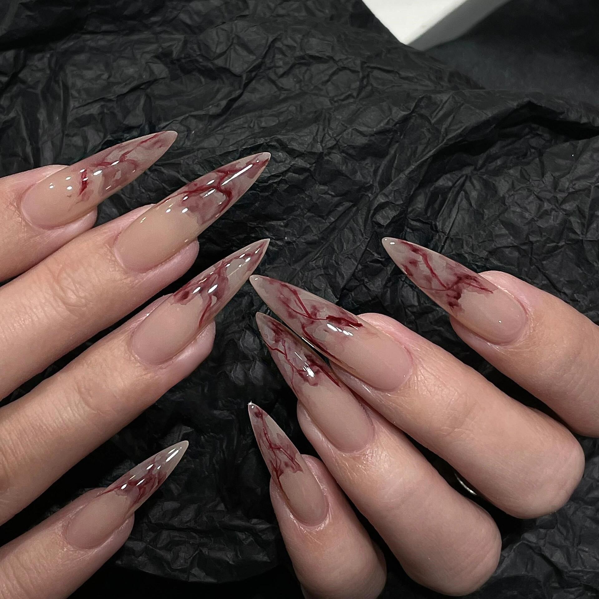 Siva Nail, Blood Moon Mystique, Dark Enchantment, Handmade Press on Nails