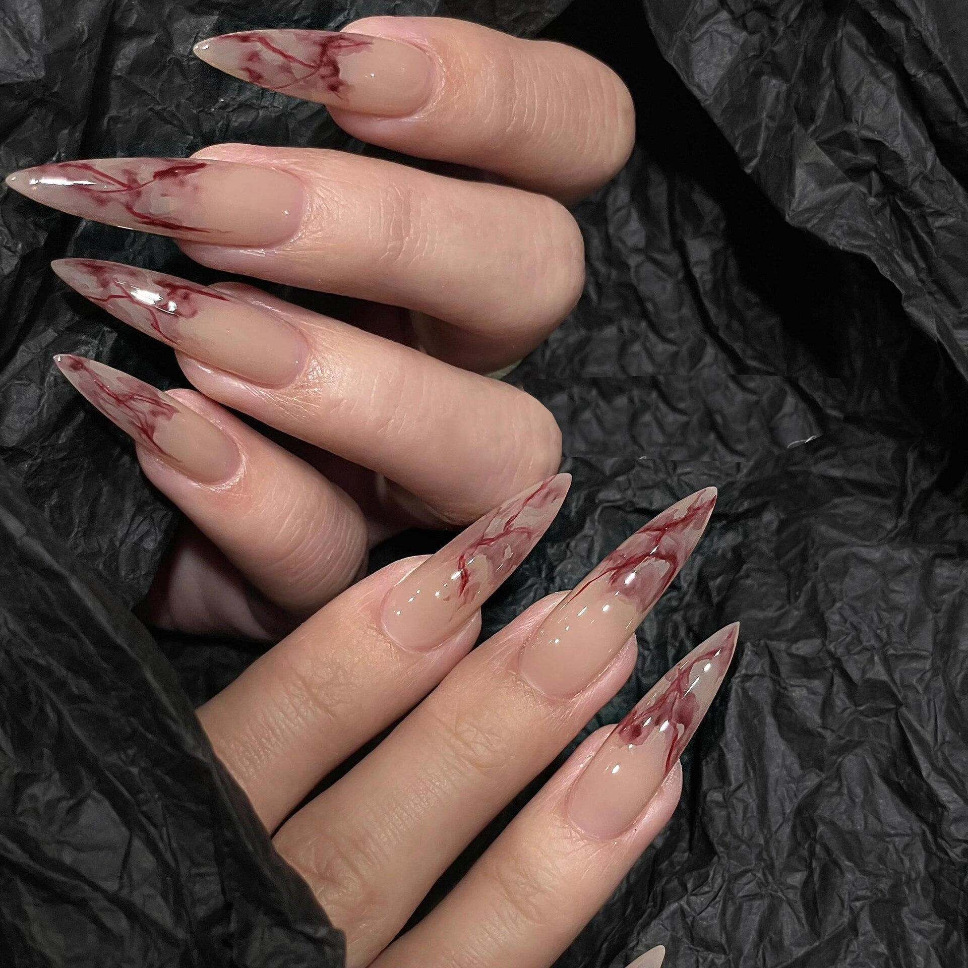 Siva Nail, Blood Moon Mystique, Dark Enchantment, Handmade Press on Nails