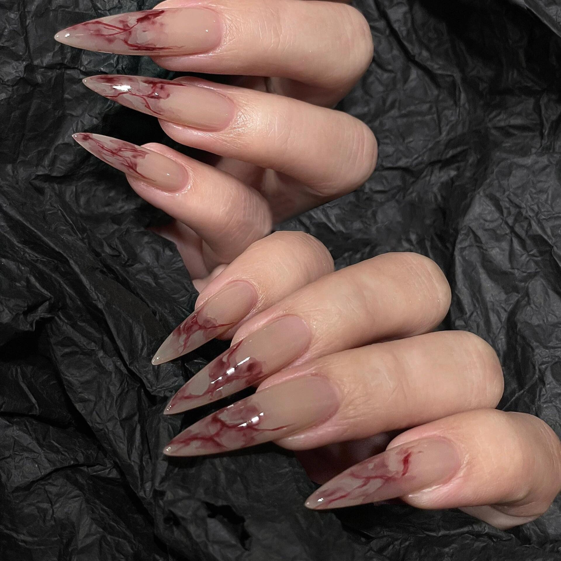 Siva Nail, Blood Moon Mystique, Dark Enchantment, Handmade Press on Nails