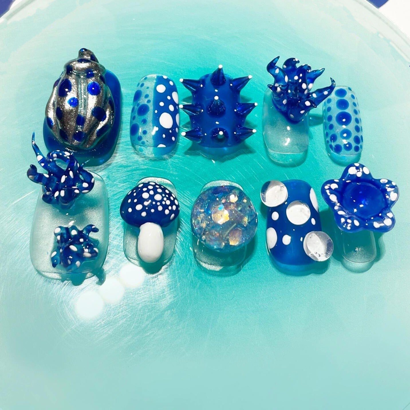 Siva Nail, Oceanic Dream, Marine Fantasy, Handmade Press on Nails