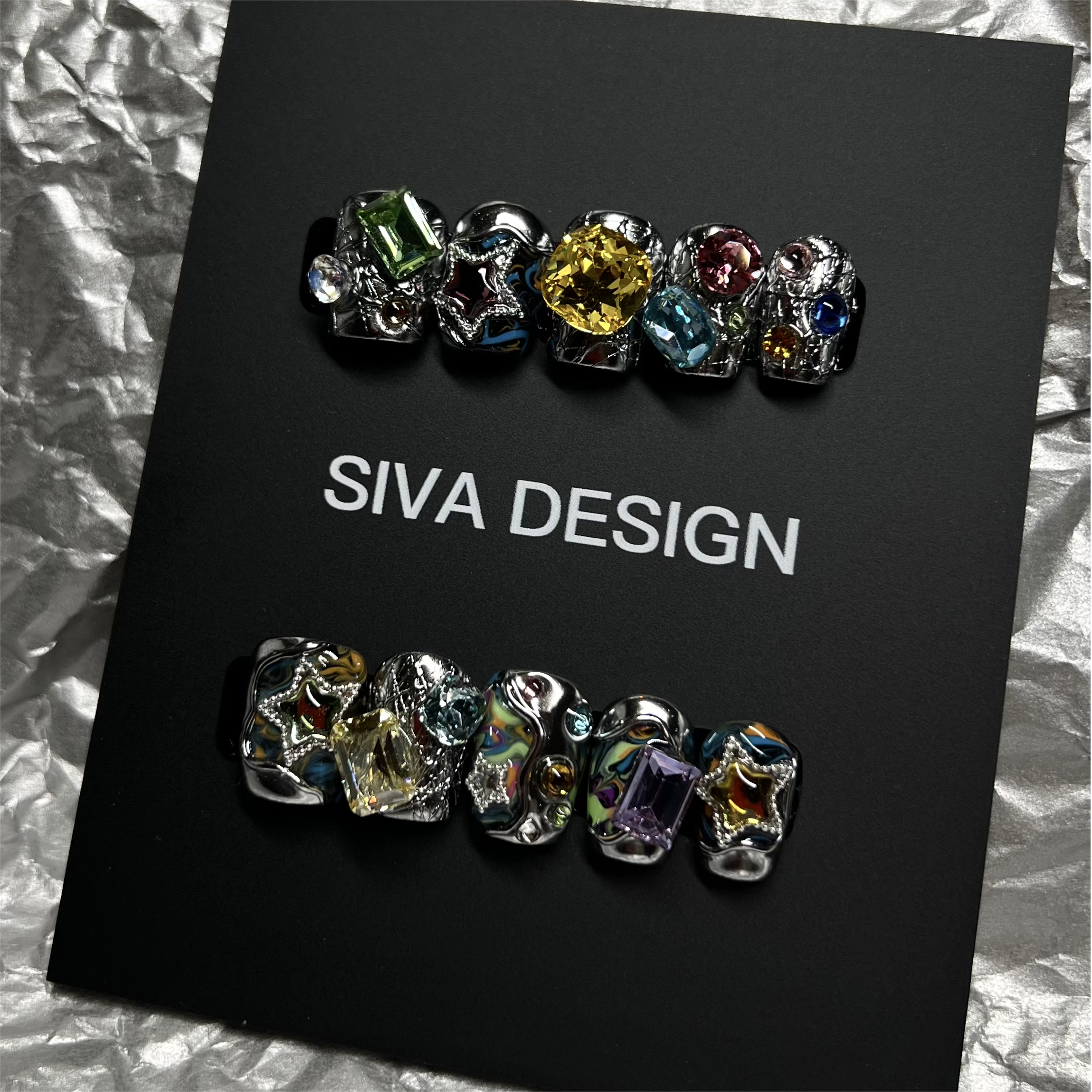 Siva Nail, Opulent Prism, Chrome Handmade Press on Nails