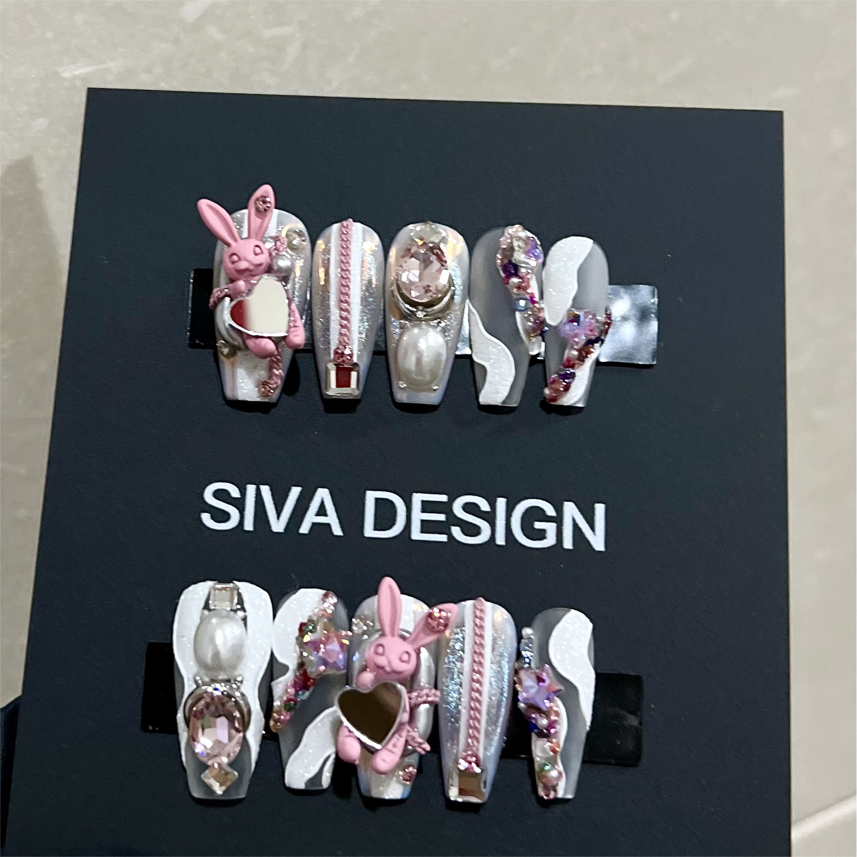 Siva Nail, Rabbit (Pink), Chic Handmade Press on Nails