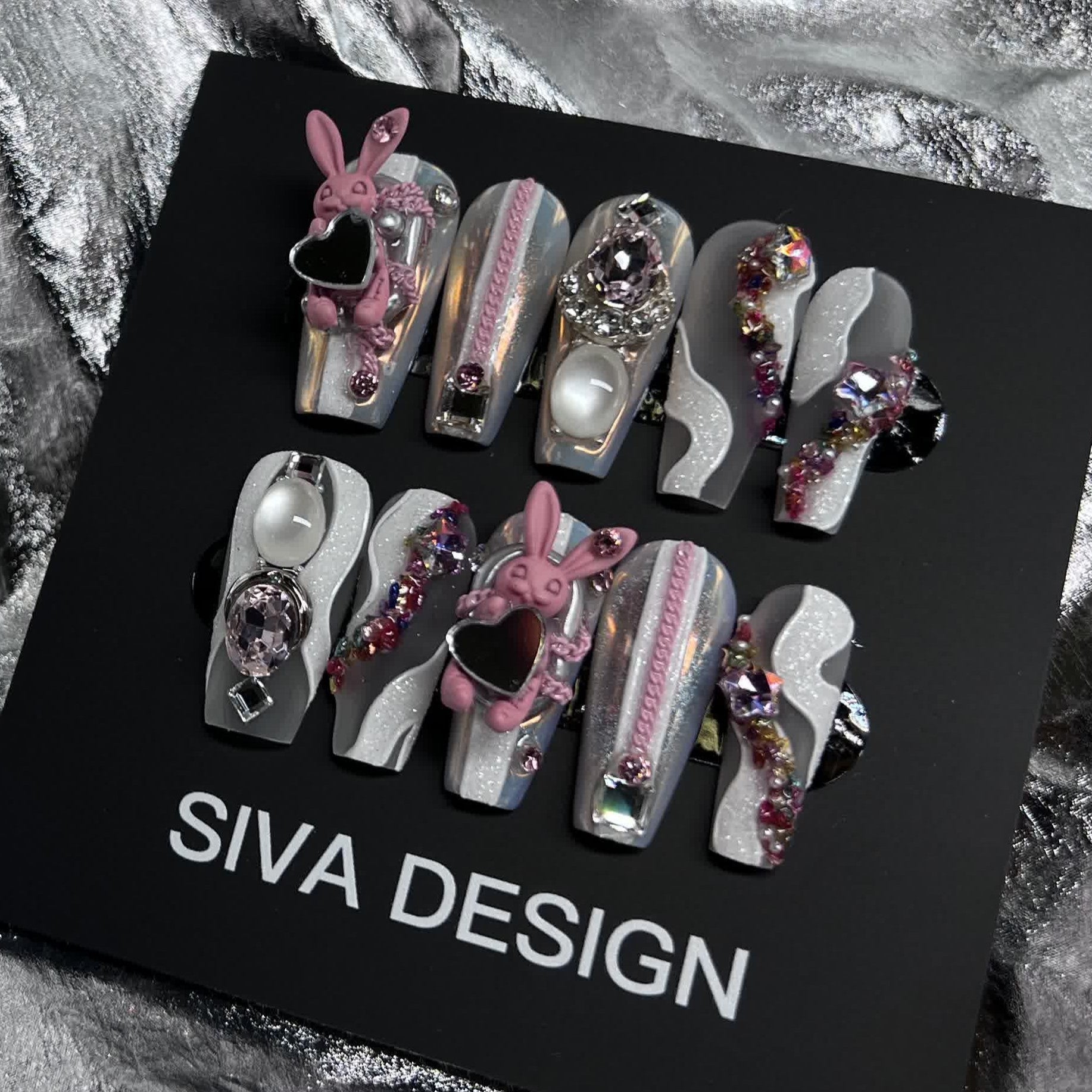 Siva Nail, Rabbit (Pink), Chic Handmade Press on Nails