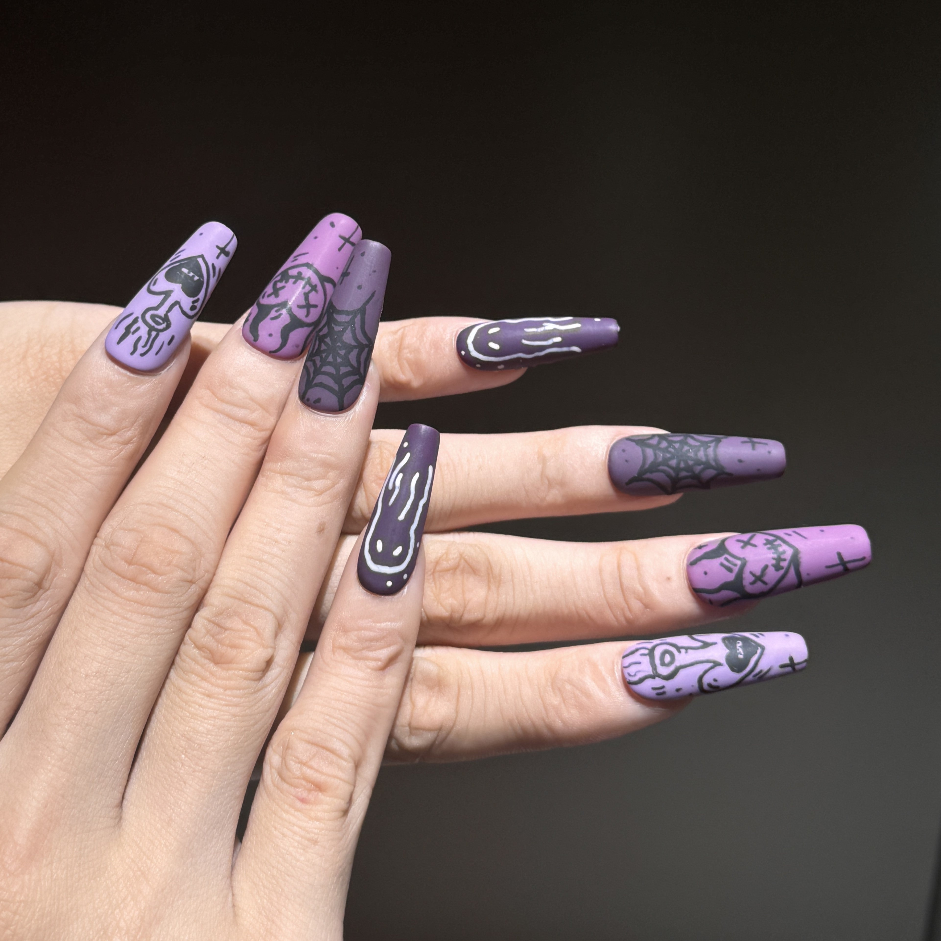 Siva Nail, Spooky Glyphs, Halloween Vibes, Handmade Press on Nails