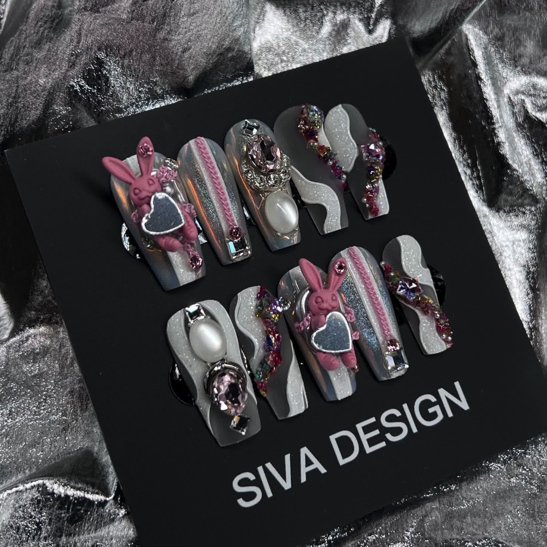 Siva Nail, Rabbit (Pink), Chic Handmade Press on Nails