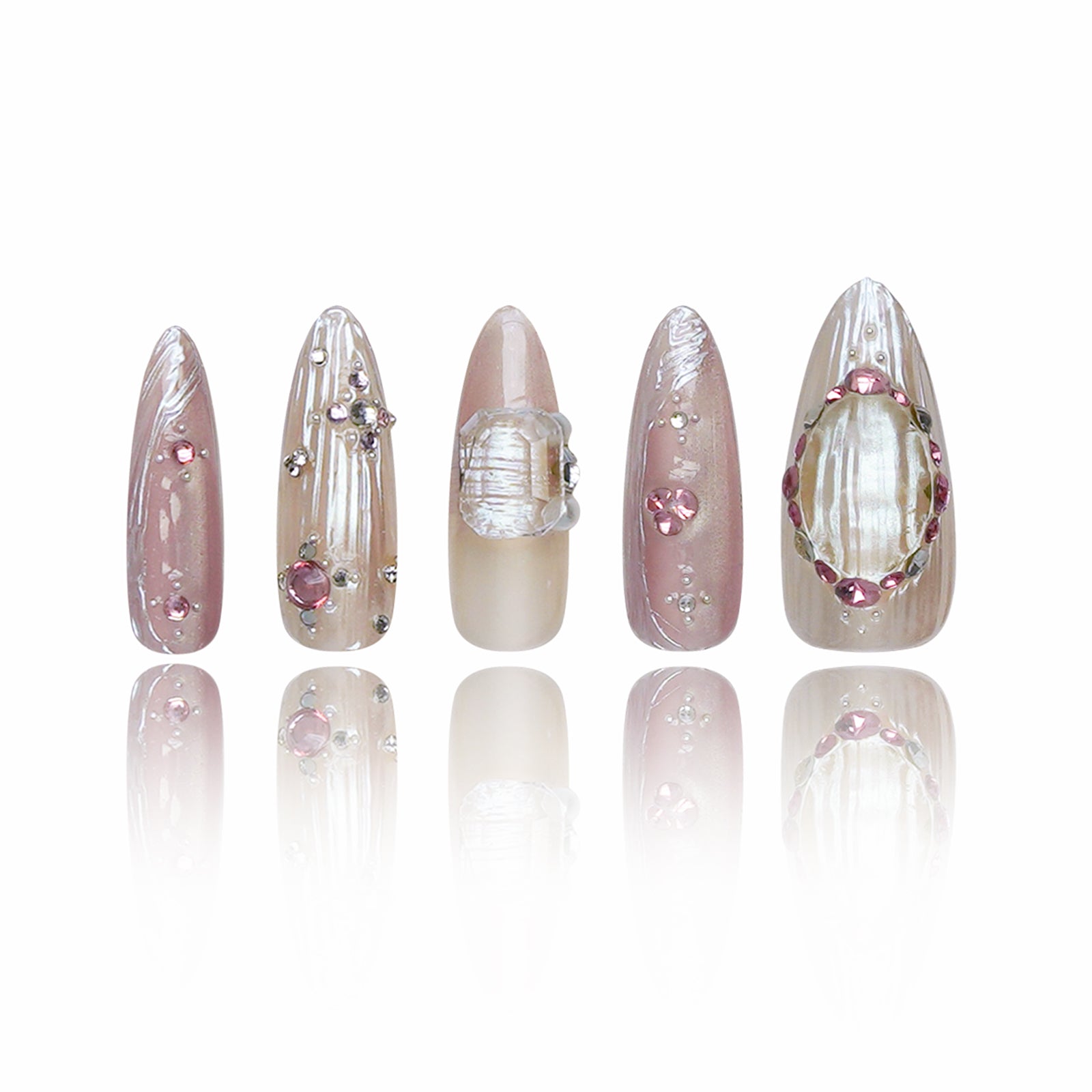 Siva Nail, Royal Pearl, Luxurious Elegance, Handmade Press on Nails