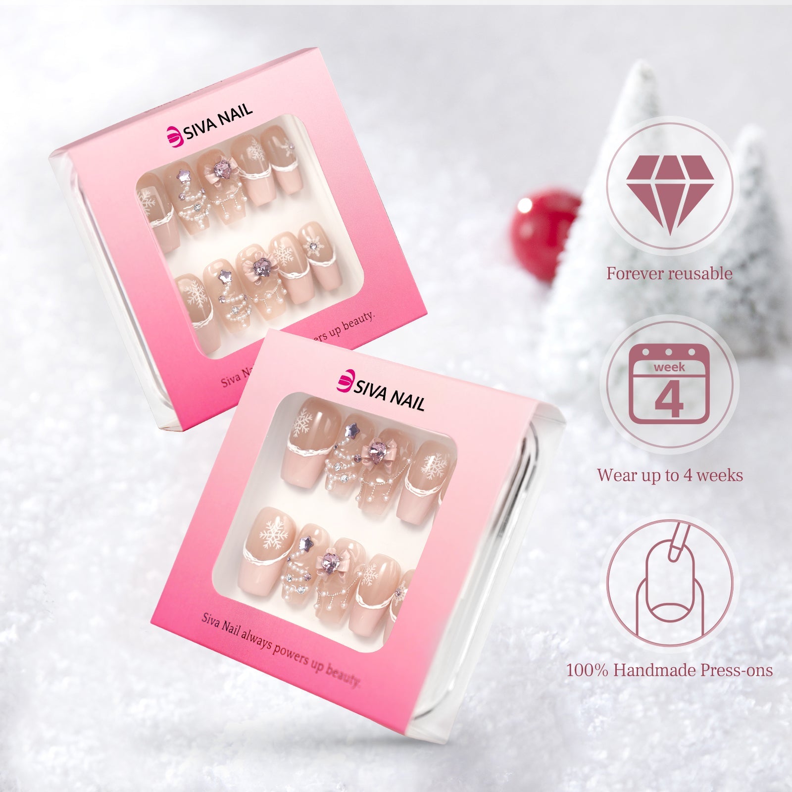 Siva Nail, Winter Glow, Holiday Luxe Press on Nails