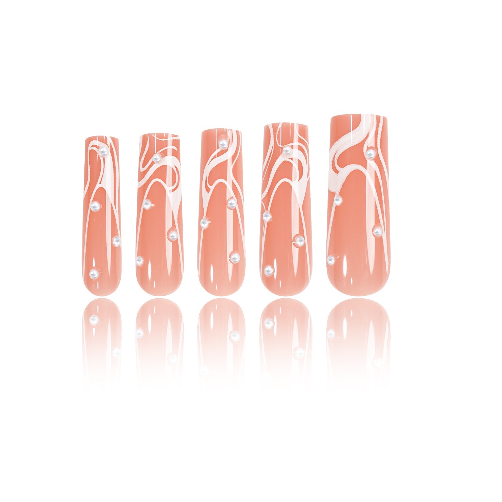 Siva Nail, Coral Tide, 24 Pieces Pearl Accent Press on Nails