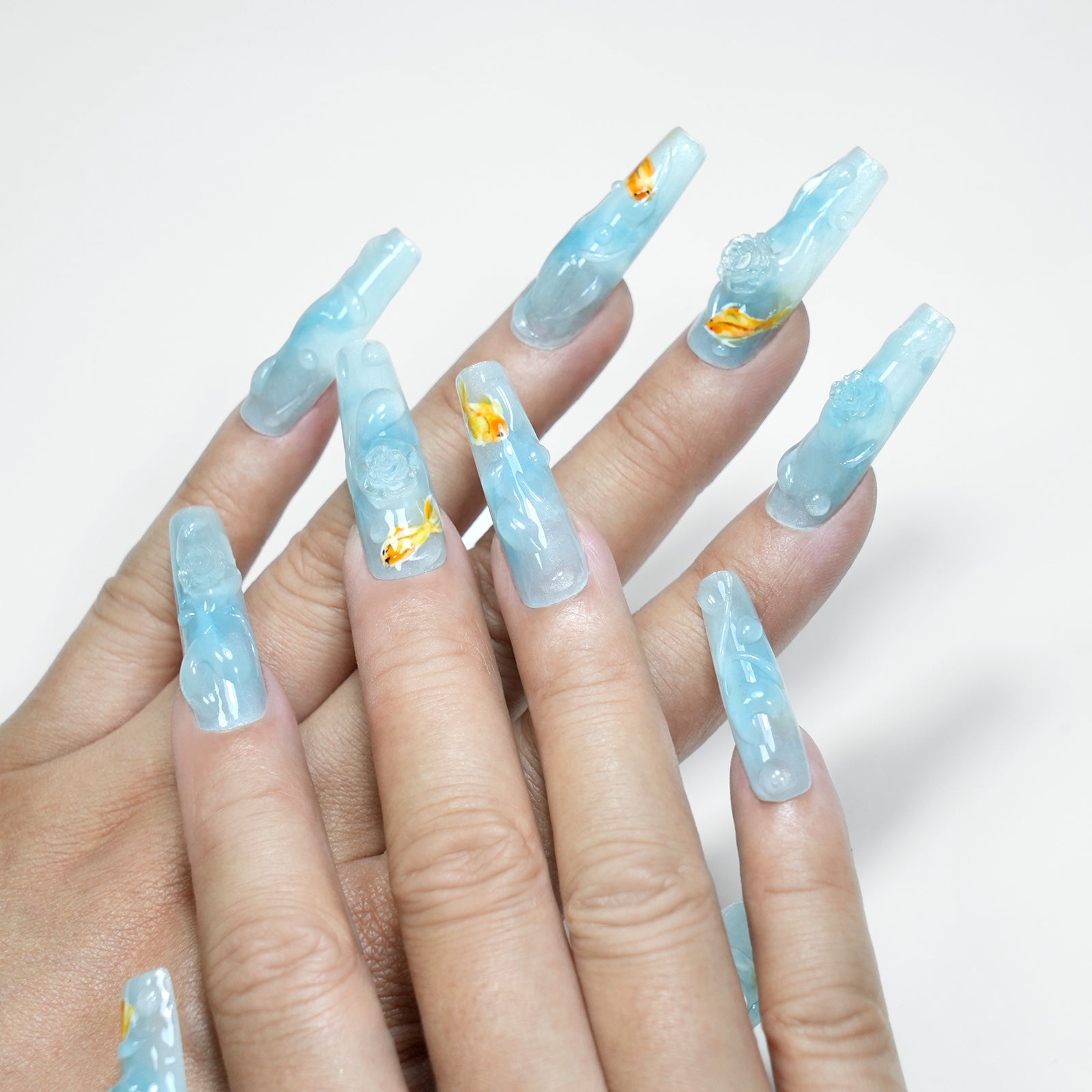 Siva Nail, Lucid Dreams, Long Stiletto Coffin, Handmade Press on Nails