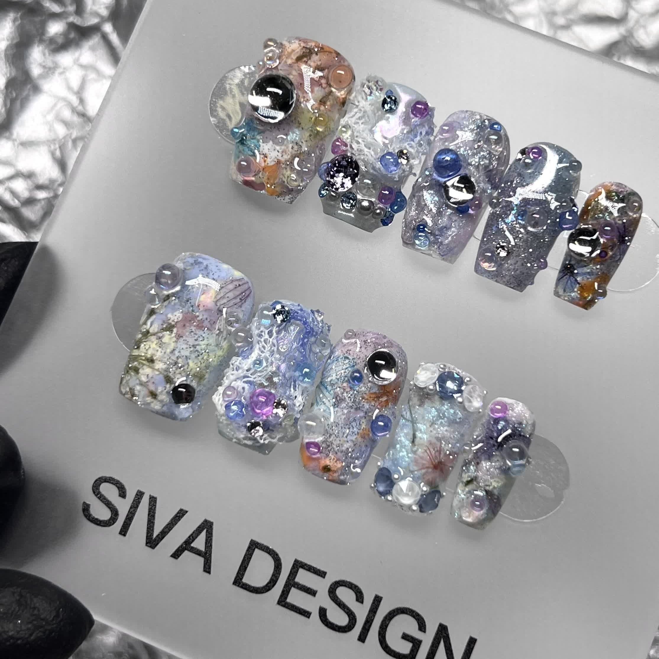 Siva Nail, Anna's World, Gemstone Design Press on Nails