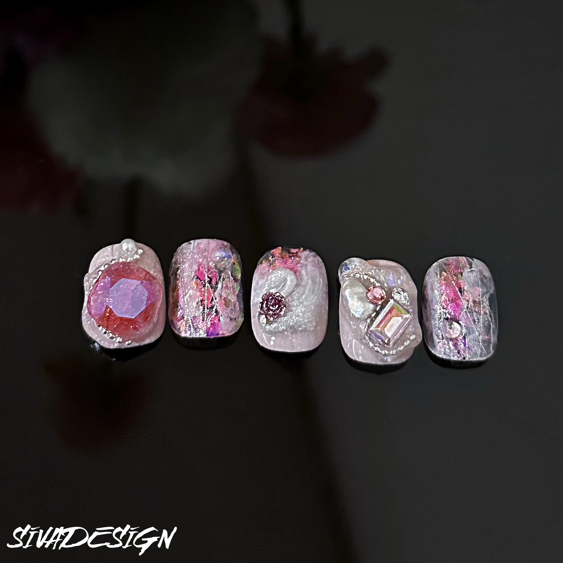 Siva Nail, Fantasy Diary, Dreamy Pink Handmade Press on Nails