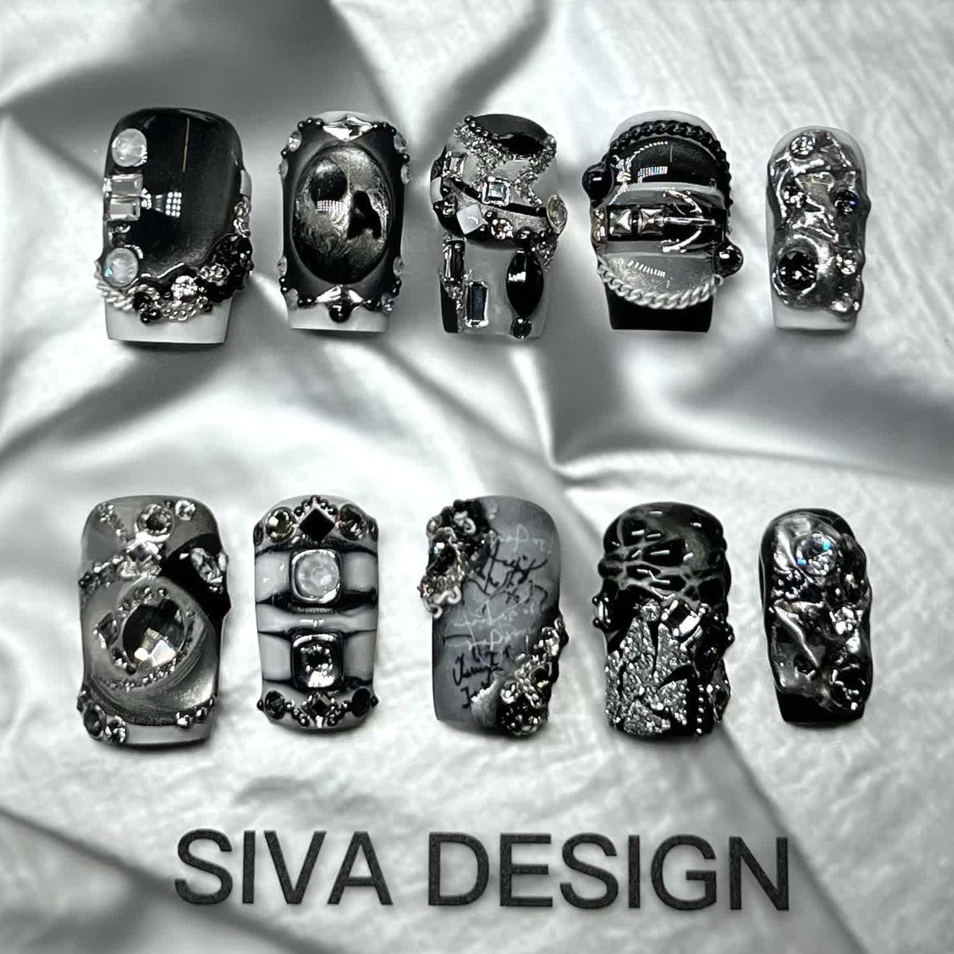 Siva Nail, Ego, Gothic Style Handmade Press on Nails