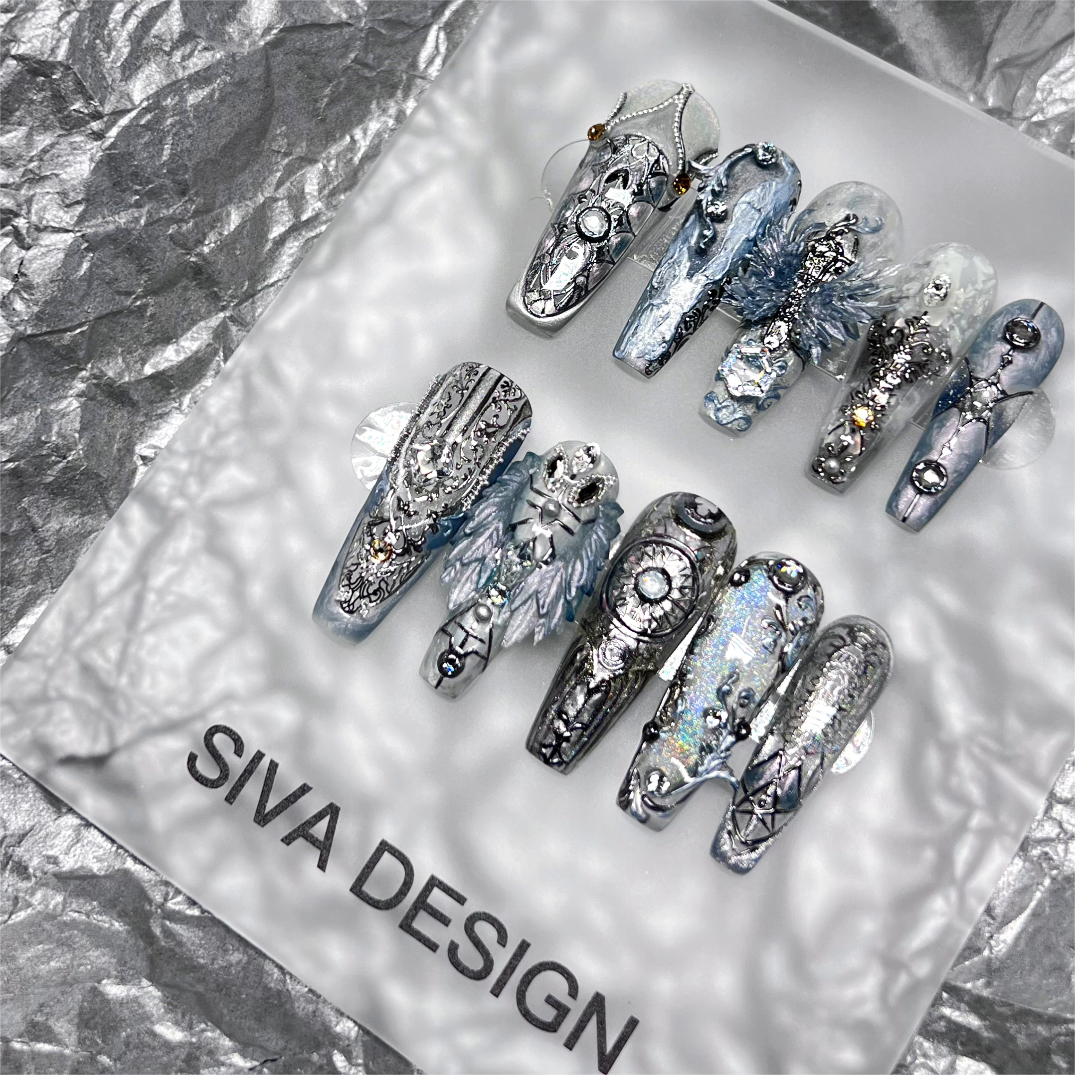 Siva Nail, Ice Tribe, Arctic Chic Handmade Press on Nails