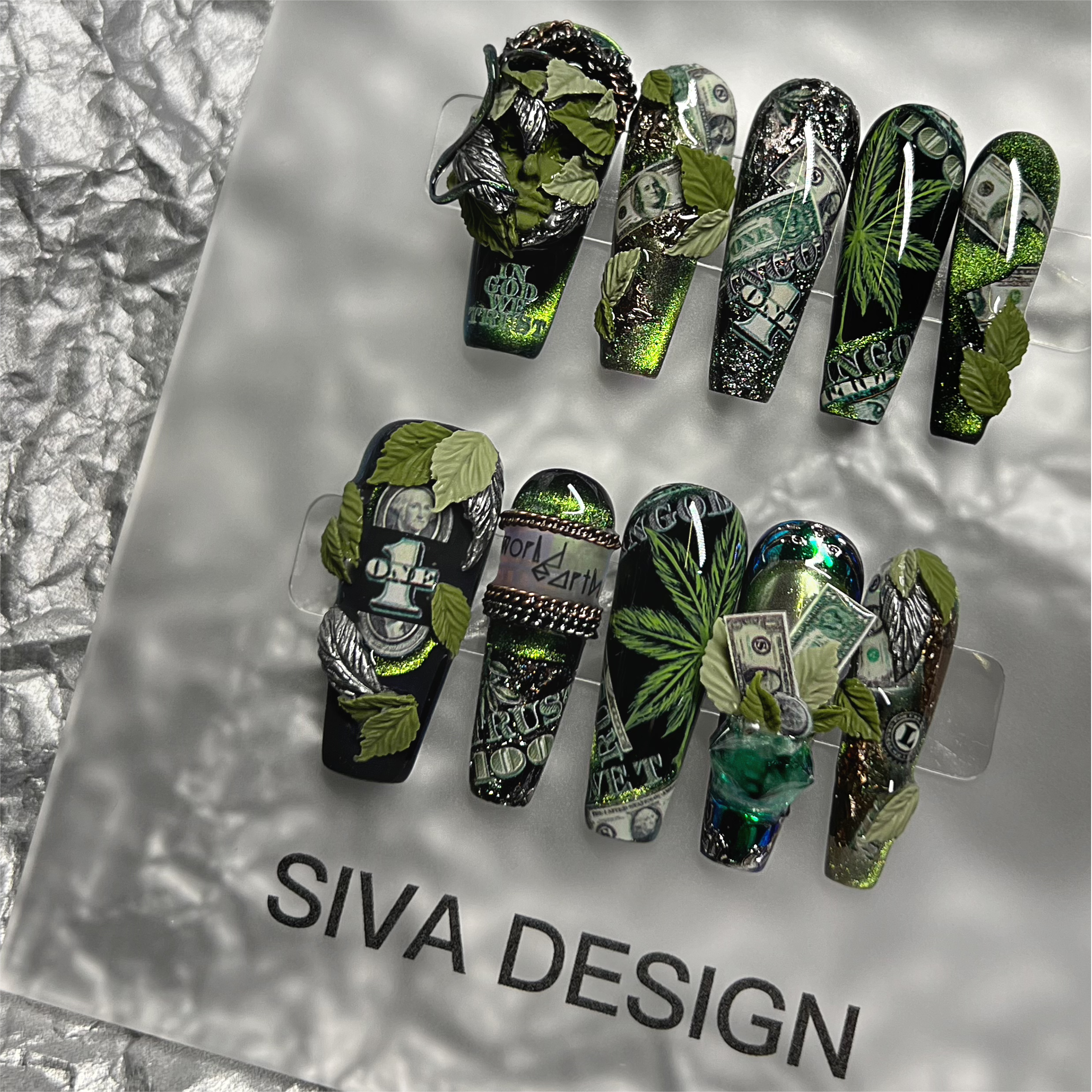 Siva Nail, Money First, Urban Luxe Handmade Press on Nails