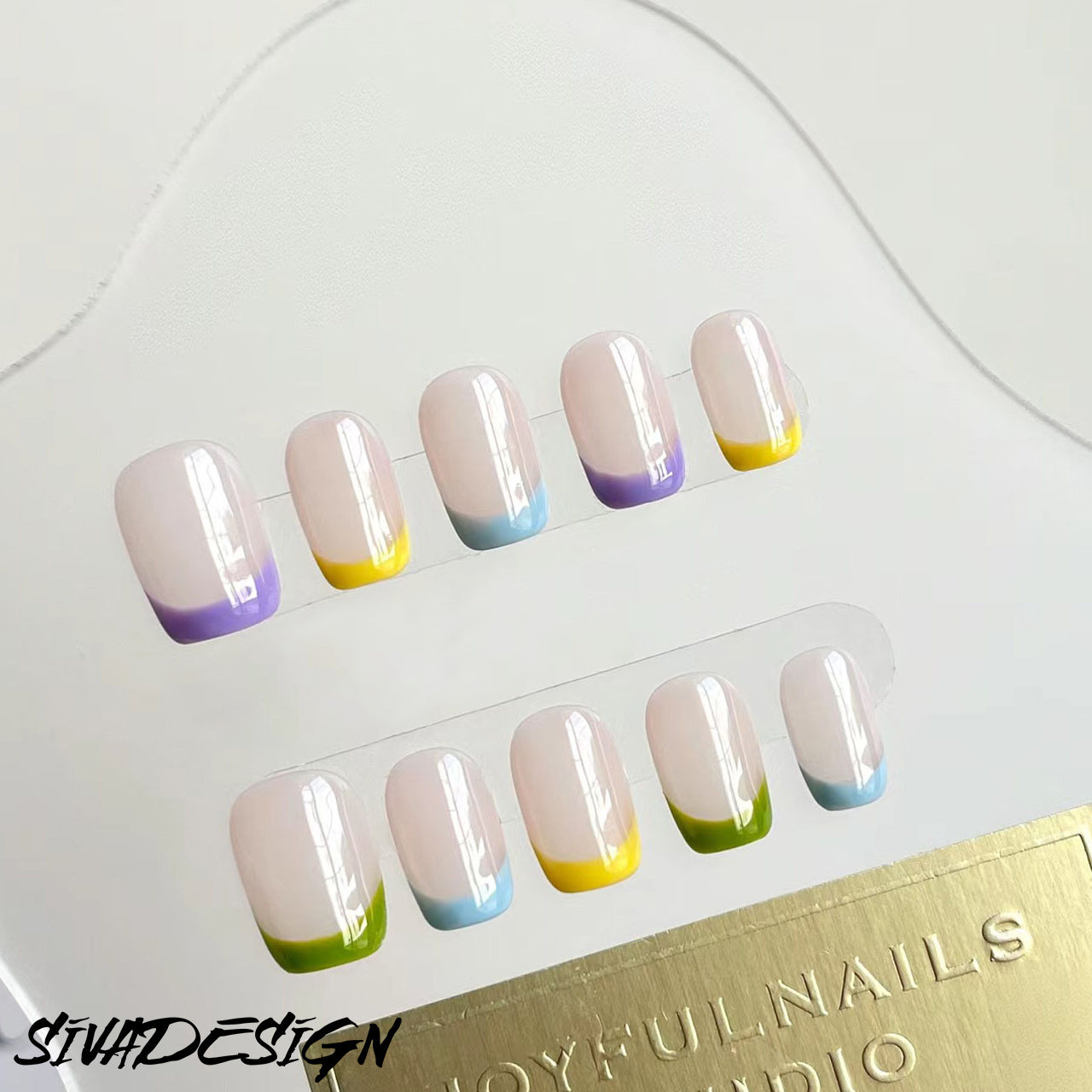 Siva Nail, Pastel Horizons, Colorful Charm, Handmade Press on Nails