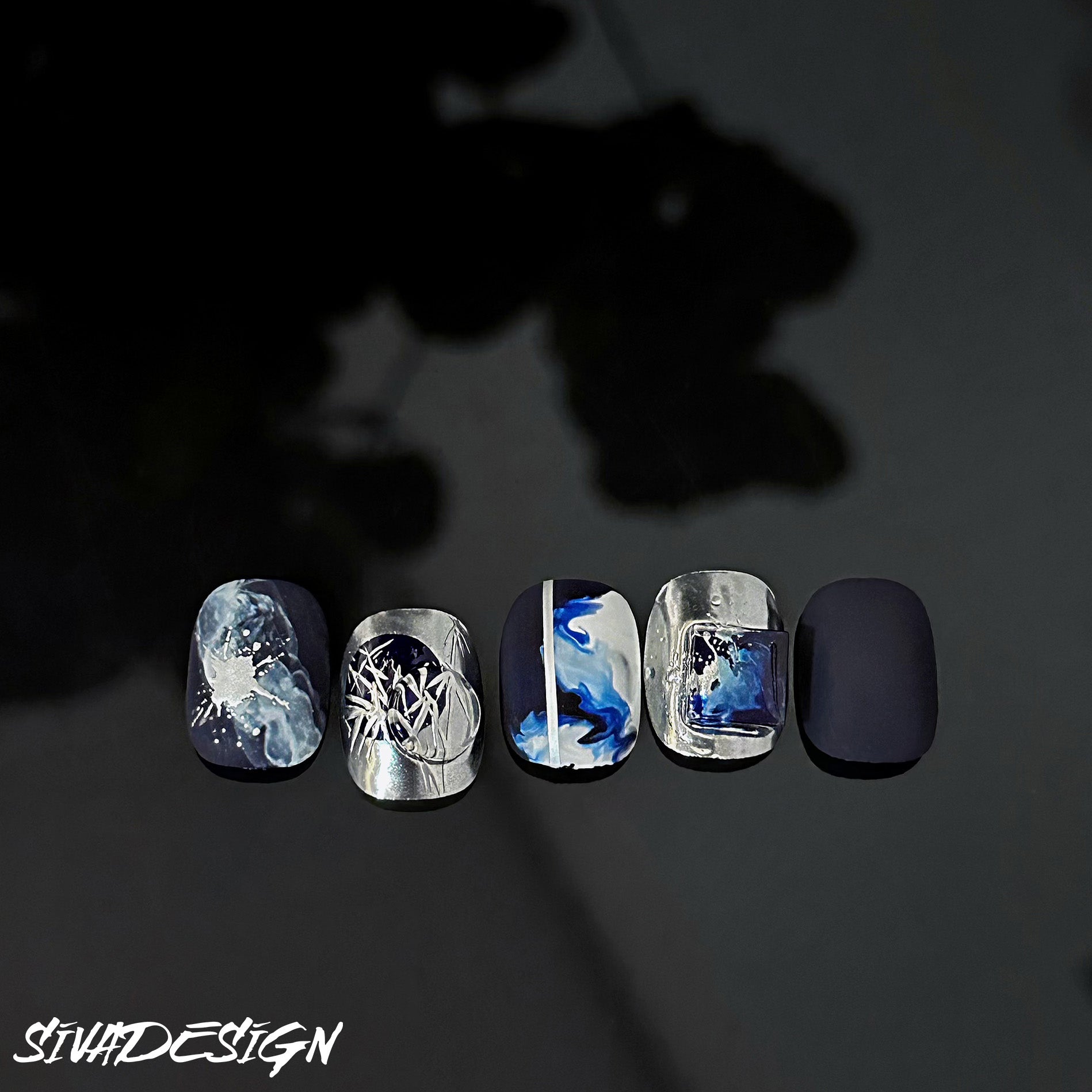 Siva Nail, Stellar Waves, Galaxy Drift, Handmade Press on Nails