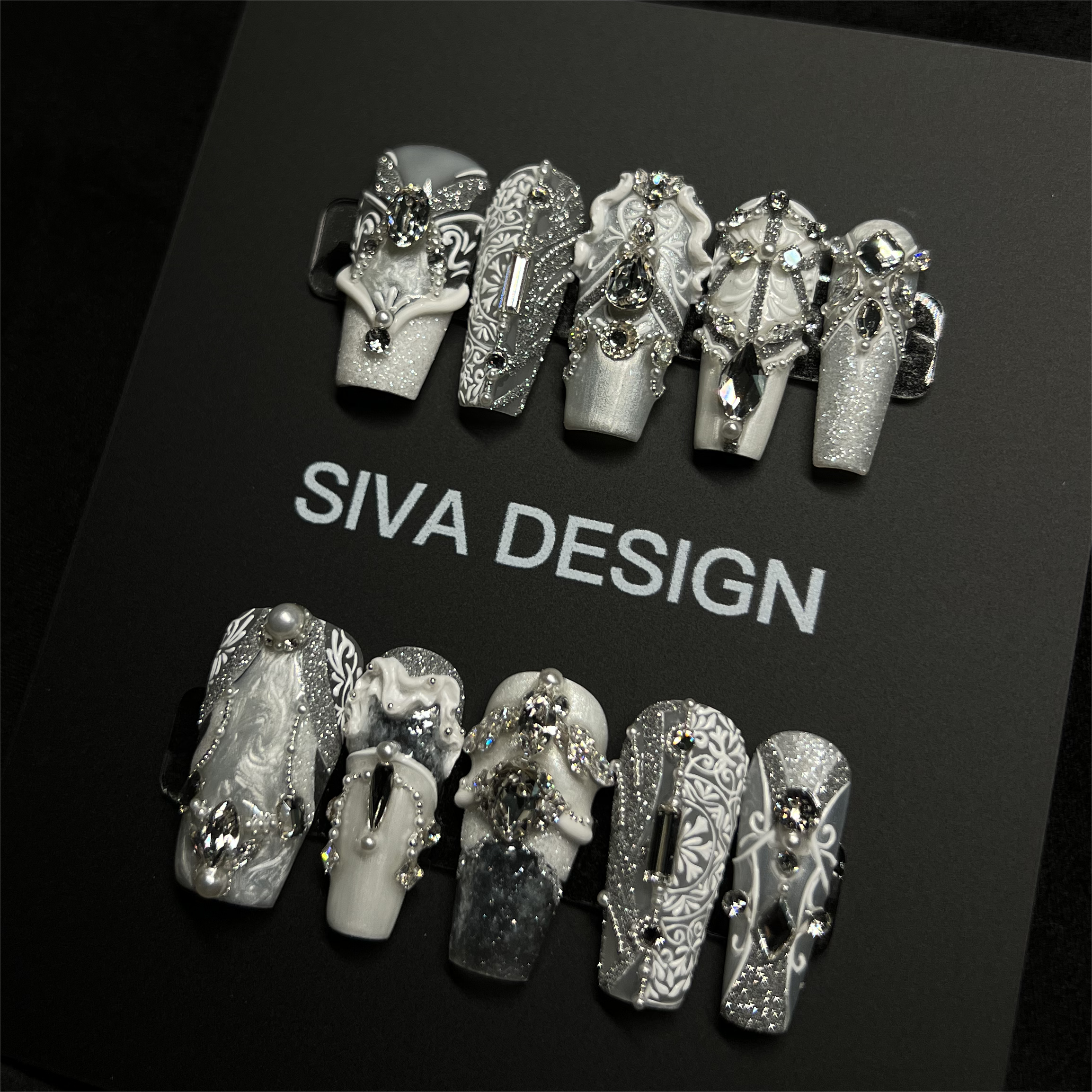 Siva Nail, Baroque Elegance, Ornate Handmade Press on Nails