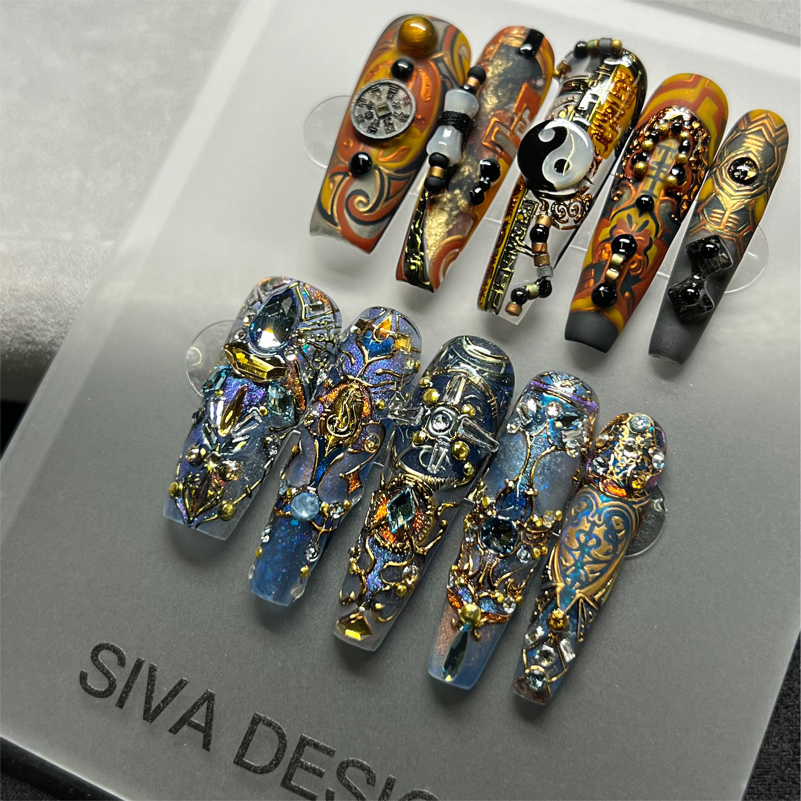 Siva Nail, Yin and Yang, Artistic Harmony, Handmade Press on Nails