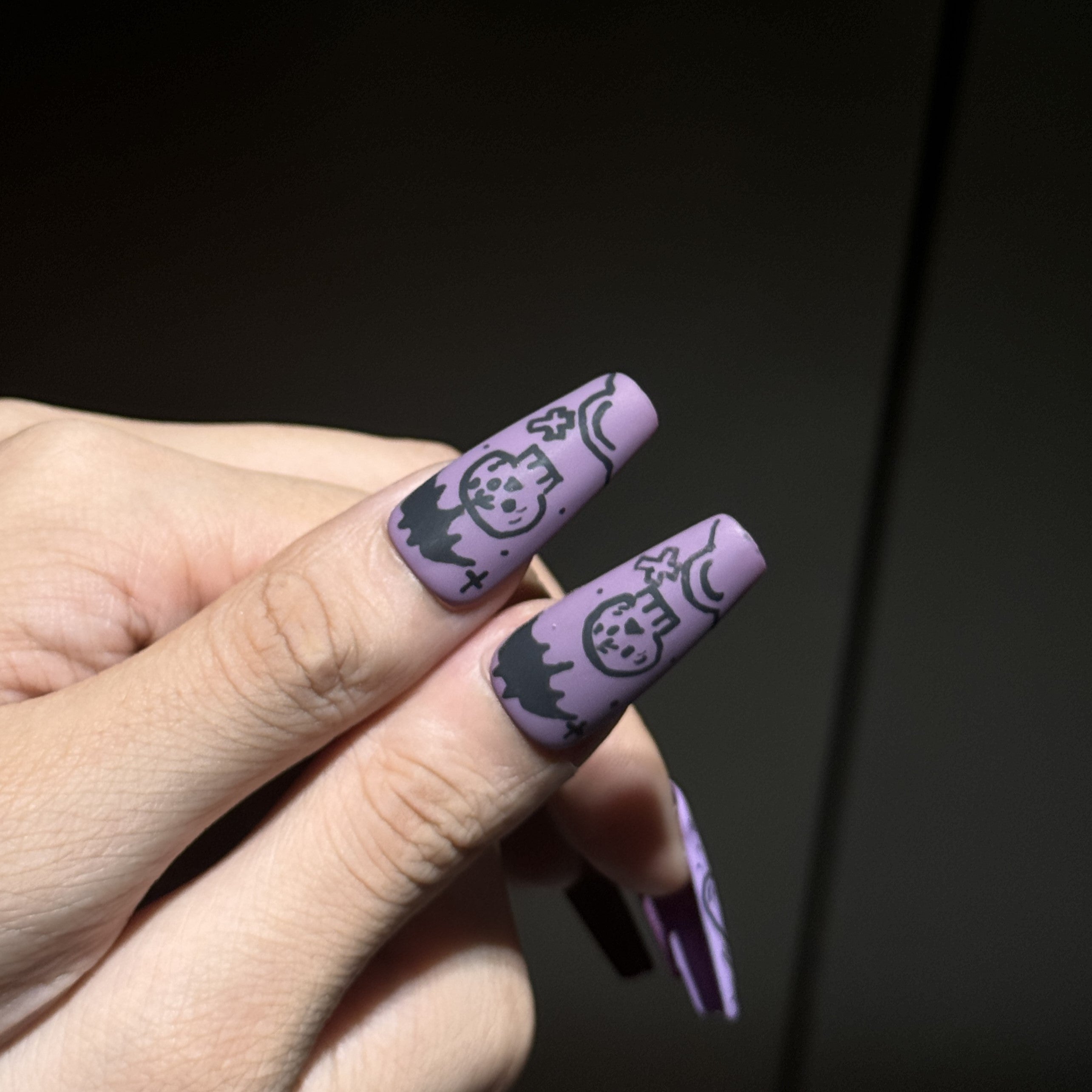 Siva Nail, Spooky Glyphs, Halloween Vibes, Handmade Press on Nails