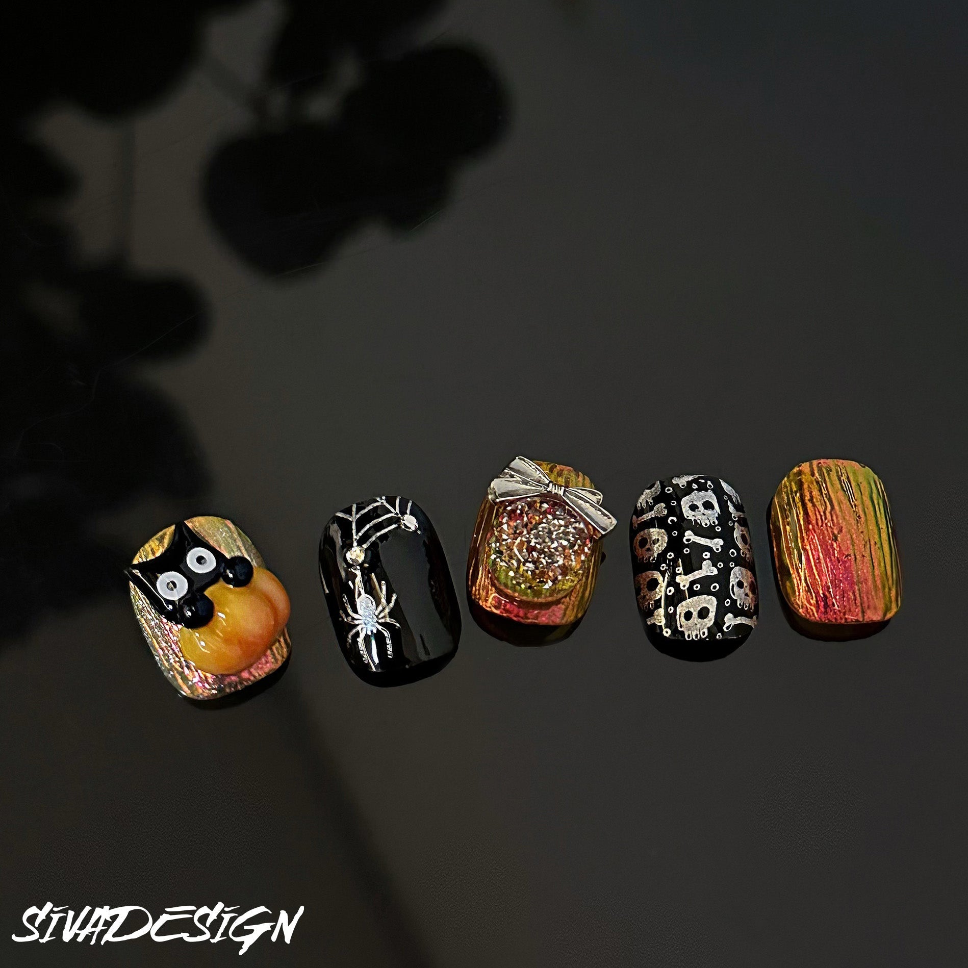 Siva Nail, Halloween, Spooky Handmade Press on Nails