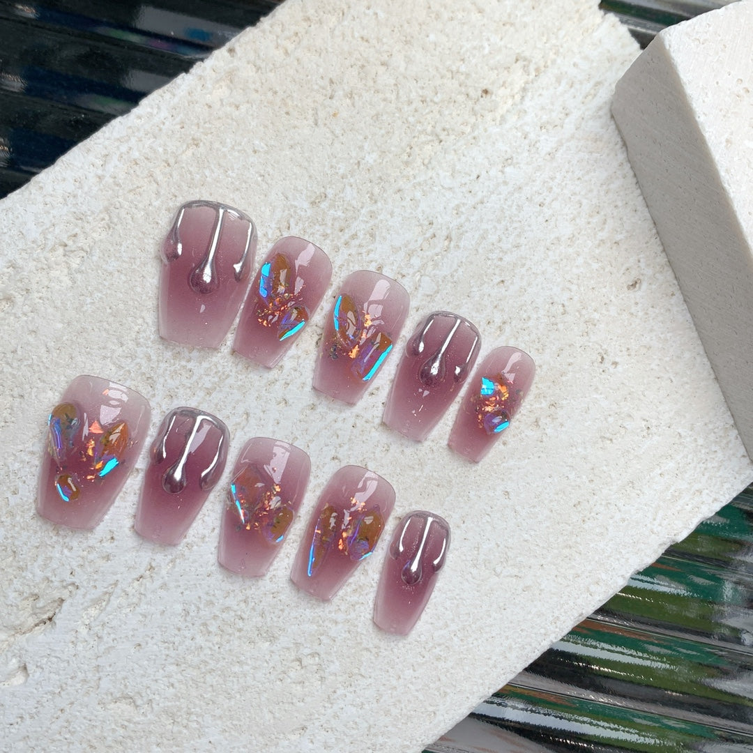 Siva Nail, Sparkling Rill, Luxury Ombre, Handmade Press on Nails