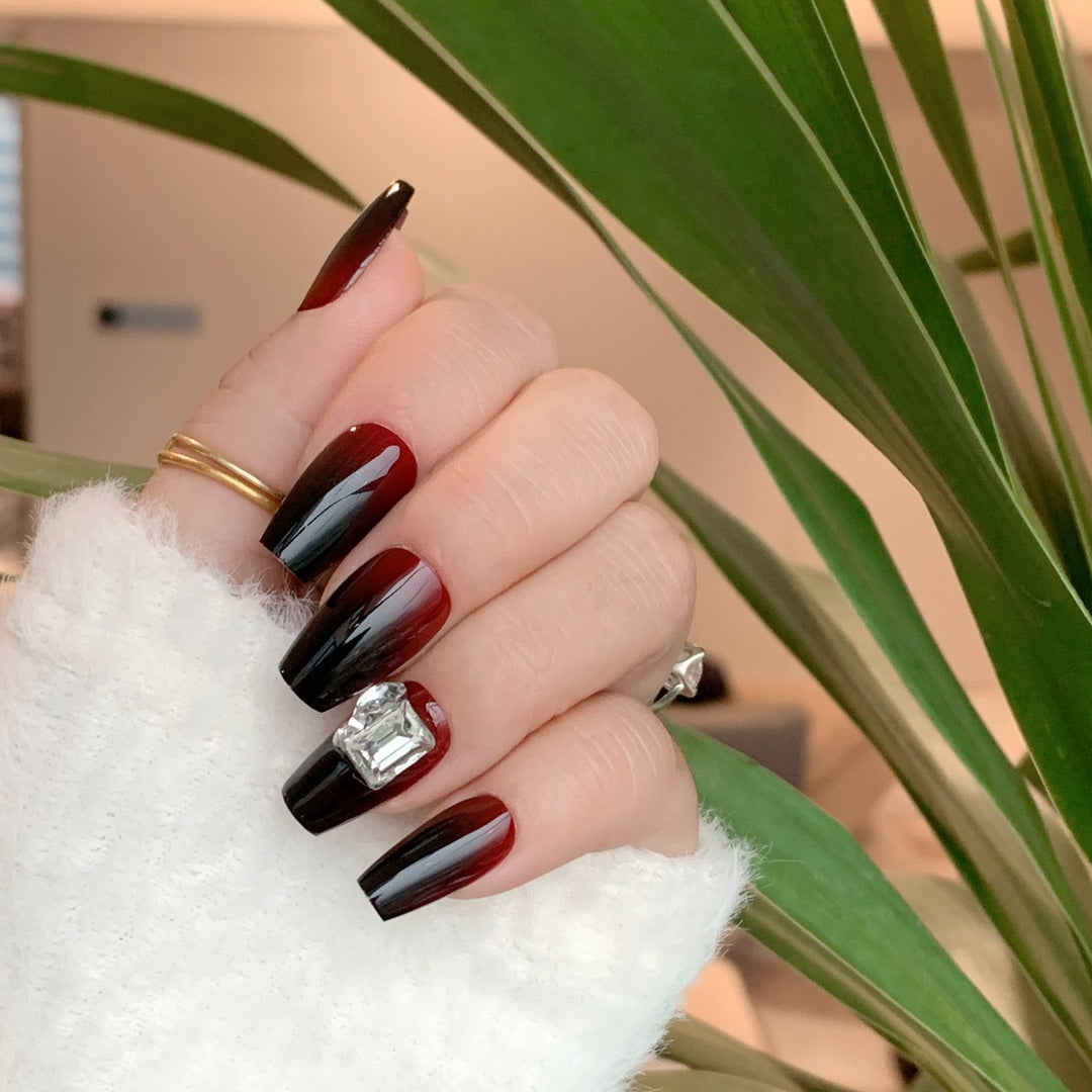 Siva Nail, Garnet Glamour, Luxe Ombre, Handmade Press on Nails