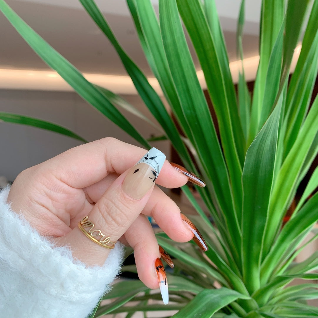 Siva Nail, October Whisper, Autumn Leaves, Handmade Press on Nails